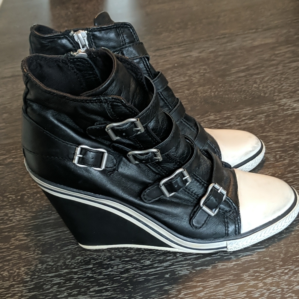 Super Soft Leather High Heeled Sneakers